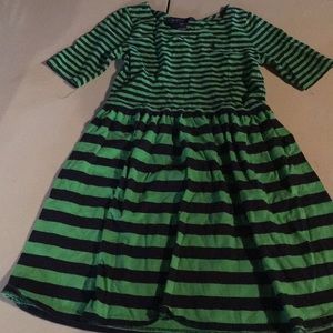Navy and green stripe dress